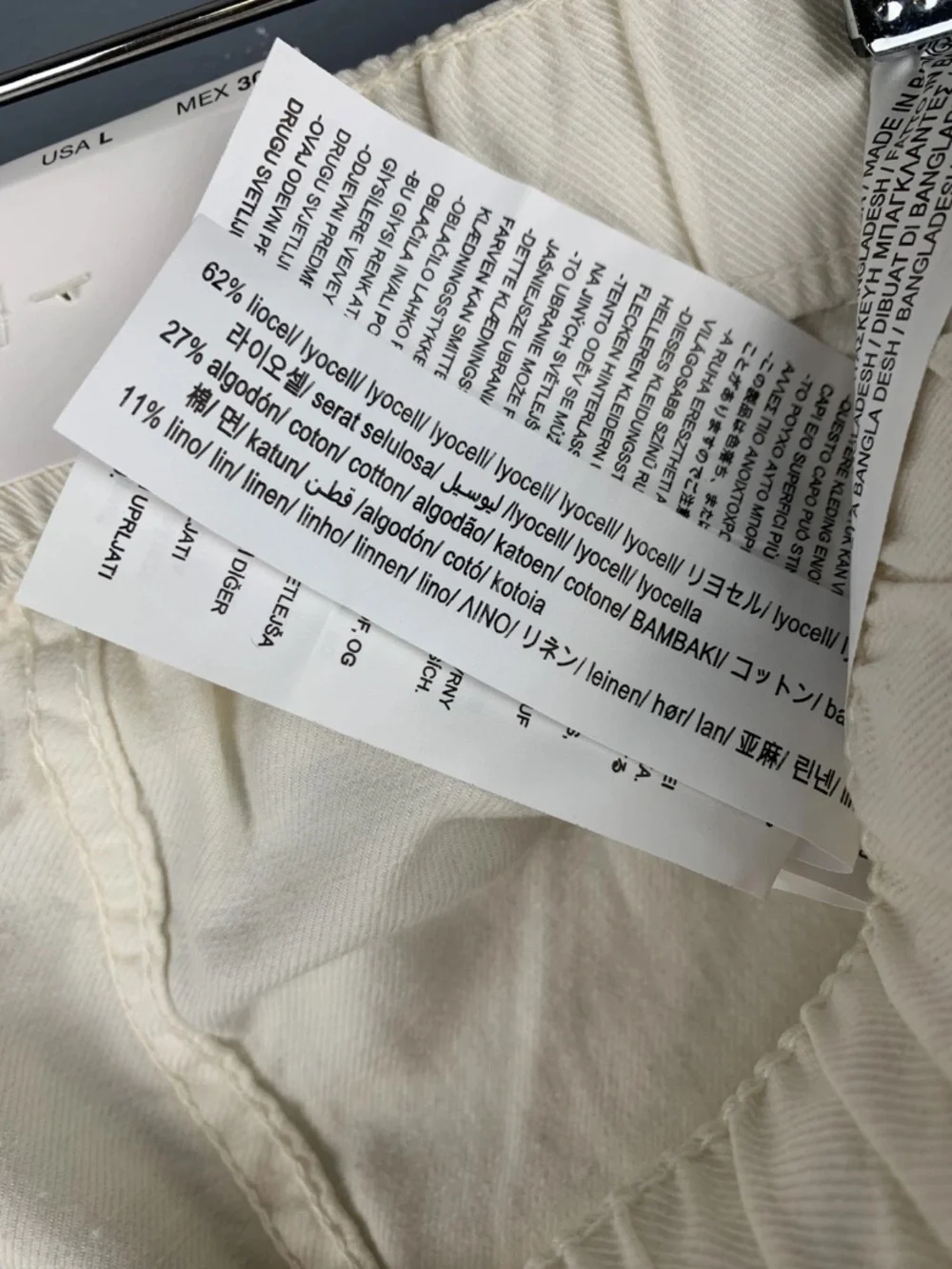 Zara Women's Sz Large Cream The Balloon Linen Blend Trousers